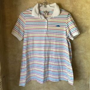 Vintage Sears The Fashion Place Colorful Striped Polo Shirt Maternity Wear Med